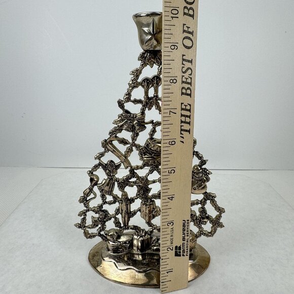 Vintage Godinger Silver Art Christmas Tree Candle Holder Silver-Plated 10" - Picture 9 of 11